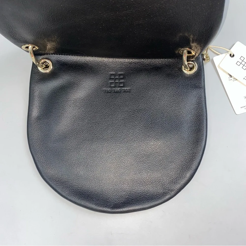 Tic Tac Toe NWT Half Moon Black Crossbody Black Leather 3 in 1 Minimalist Travel
